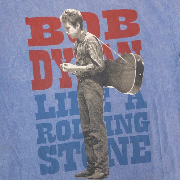 Authentic Bob Dylan Band Short Sleeve Graphic T Shirt Adult Mens Size L Blue - Picture 4 of 10